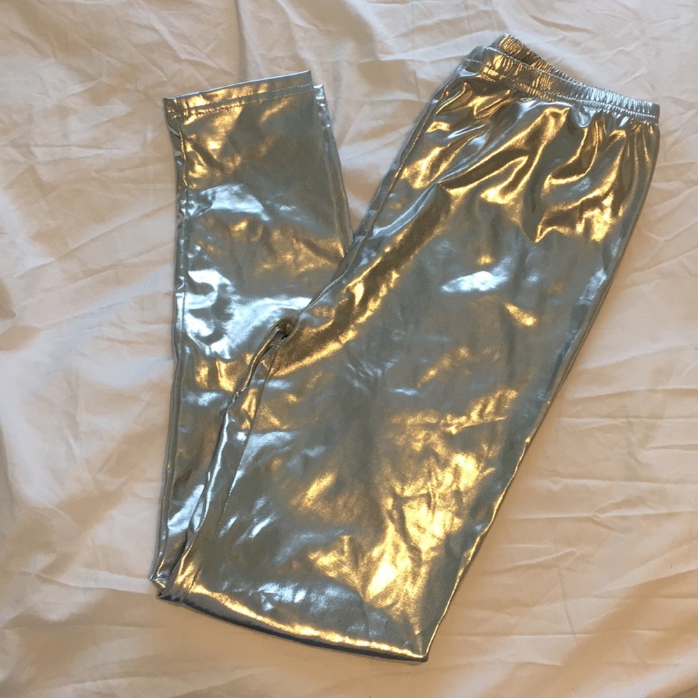 Silver metallic leggings